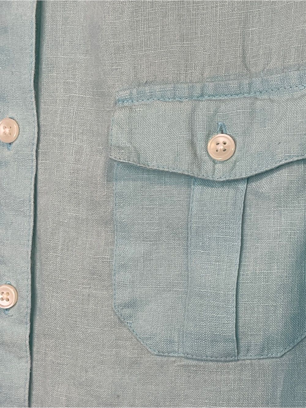 Talbots Light Blue Button-Down Irish Linen Shirt - Picture 2 of 6